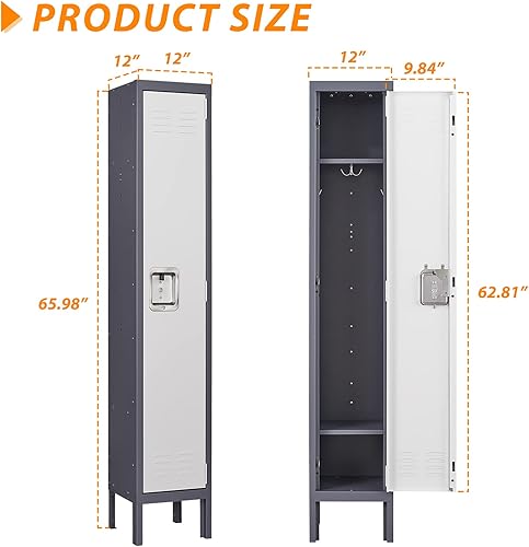 Vista 56 de Armario de metal con 4 puertas, casilleros de 71 pulgadas para empleados, armario de almacenamiento de acero, armario con cerradura para escuela