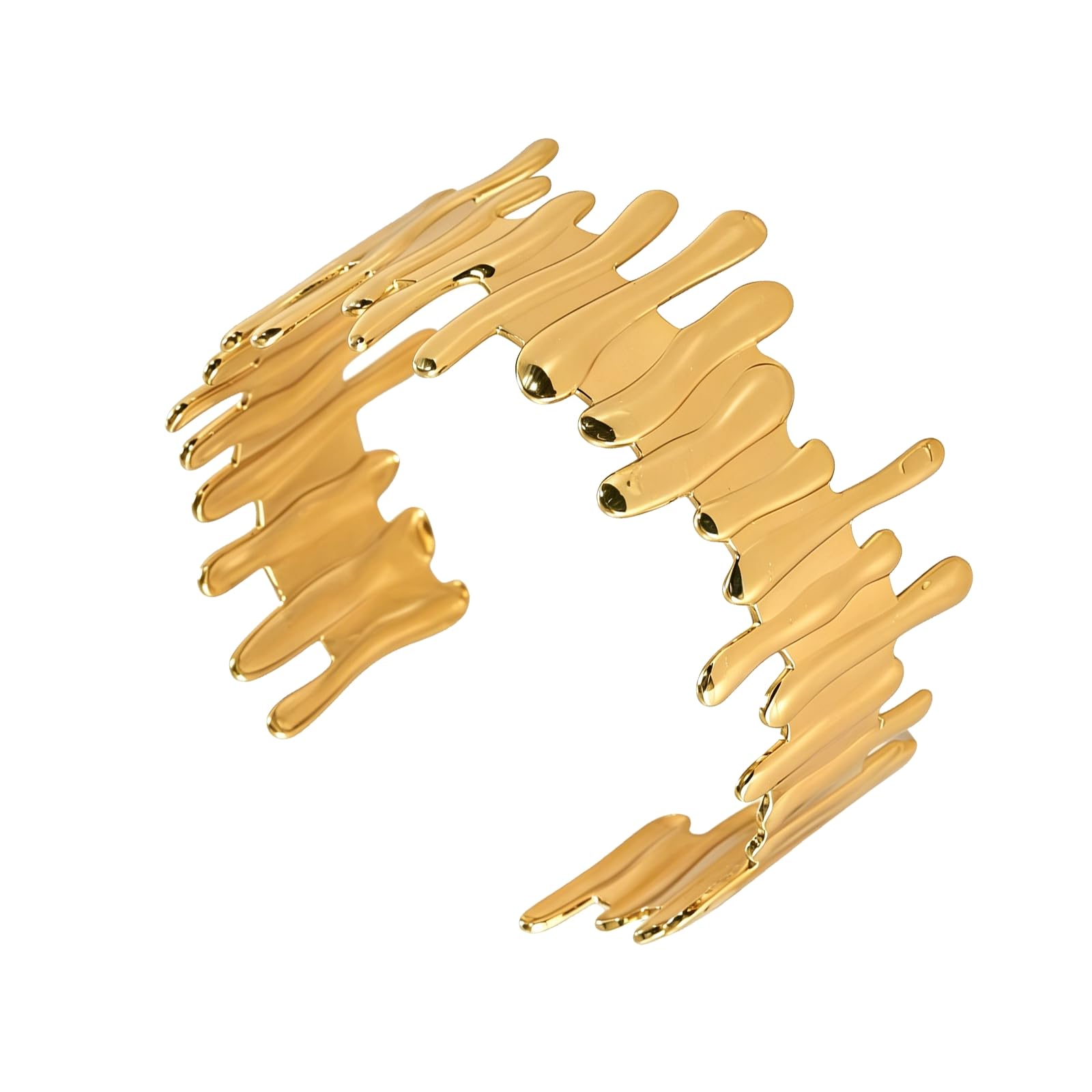 Breit Gold Armreif für Damen, Edelstahl Damen Armreif Gold,