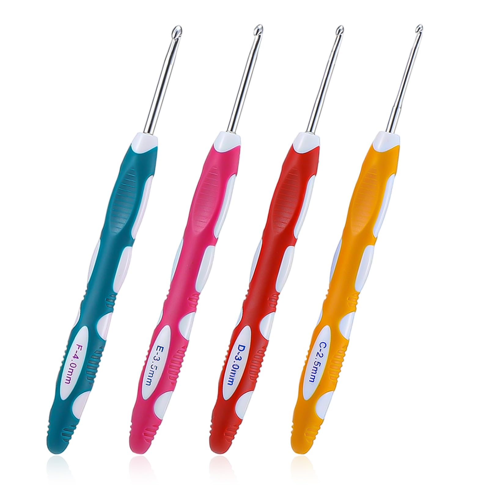 TIESOME 4 PCS Ergonomic Crochet Hooks Set, 2.5/3/3.5/4mm Stainless Steel with Soft Handle, Crochet Needles for Knitting Gloves, Hats, Scarves, Bags, DIY Yarn Weaving Tools (4 Colors) - 1