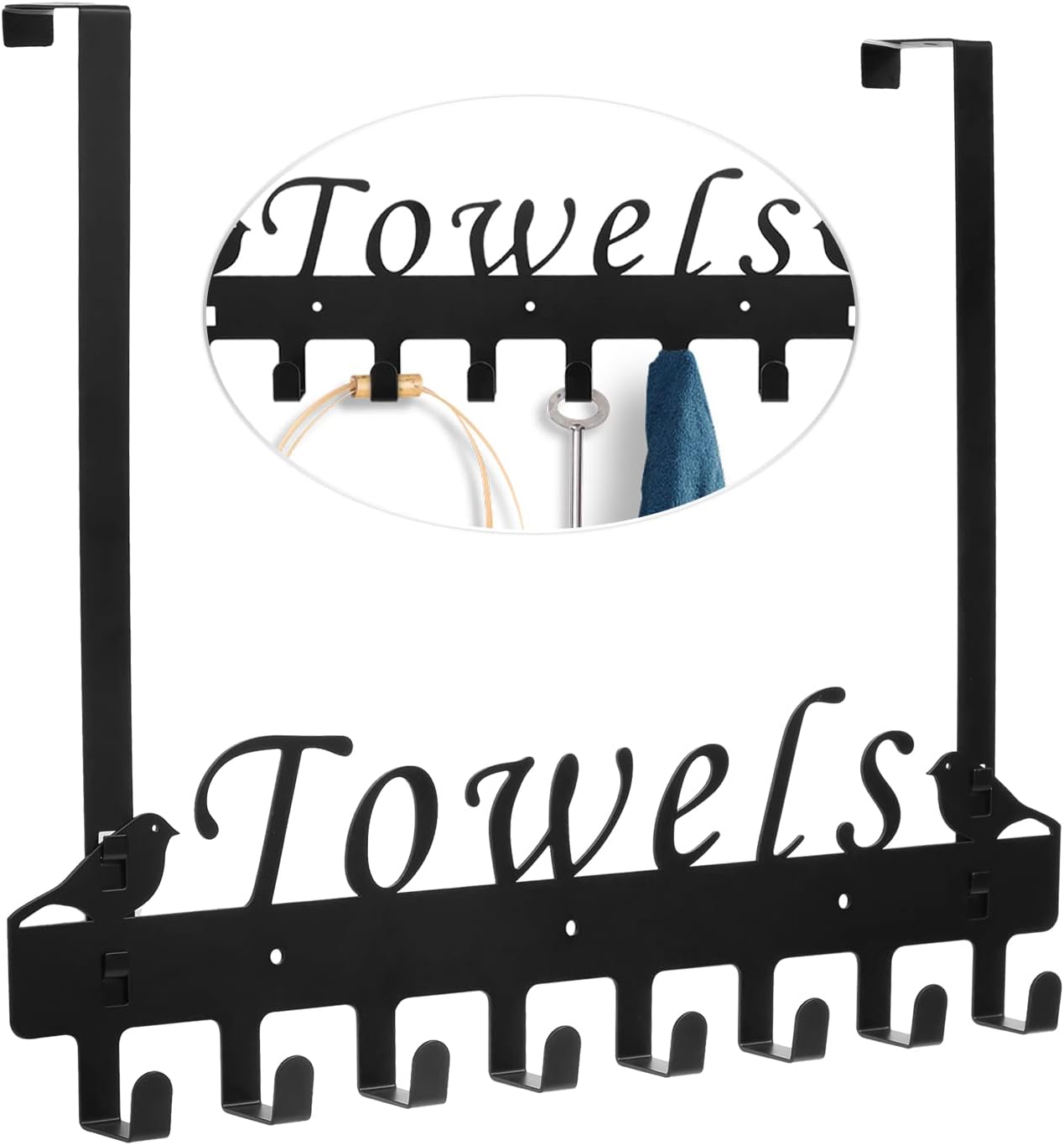 STELLABERRY Over The Door Hanger Hooks for Hanging Coat Door Hanger Hook with 8 Hooks Wall Mounted Metal Towel Hook Rack Hanger for Bathroom Door Decorative Organizer…