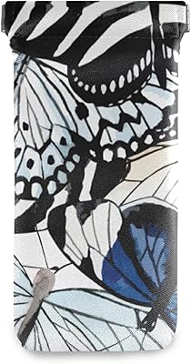 susiyo Butterfly Hand Painted Glasses Case Portable Microfiber PU Leather Soft Sunglasses Bag Eyeglasses Pouch Holder Squeeze Top for Women Men
