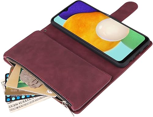 Miniatura 5 de LBYZCASE Funda para Galaxy A23 5G con ranuras para tarjetas bloqueo RFID, duradera, con cierre magnético, de cuero, con cierre magnético, correa de