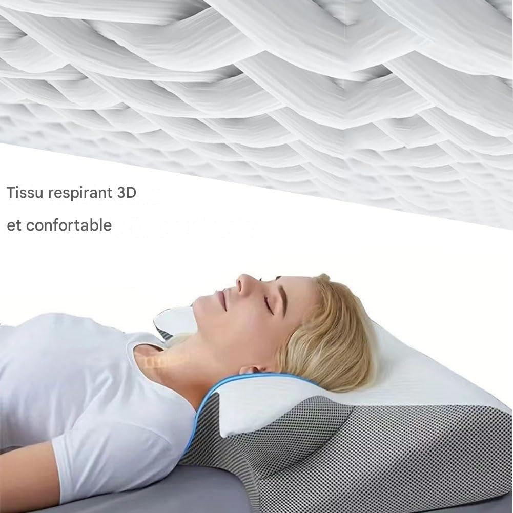 Générique Oreiller Apnée du Sommeil, Oreiller Anti Apnée du Sommeil,Oreillers Ergonomique pour Le Cou Et Les Épaules, pour Les Personnes Dormant sur Le Côté, Le Dos, Le Ventre (Noir)