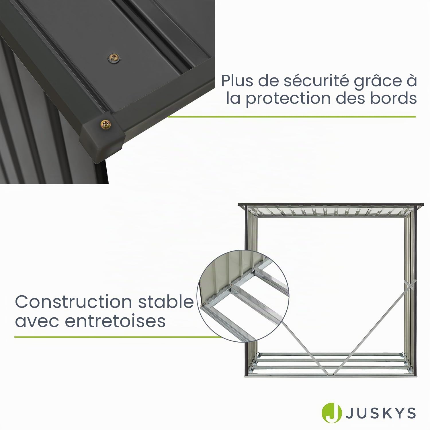 Juskys Abri à bois Enno extérieur étagère acier rangement métal anthracite
