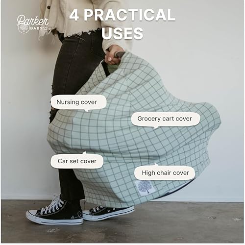 Miniatura 5 de Parker Baby - Funda de asiento de automóvil 4 en 1 para niñas y niños, toldo elástico para asiento de automóvil, funda de lactancia, funda para