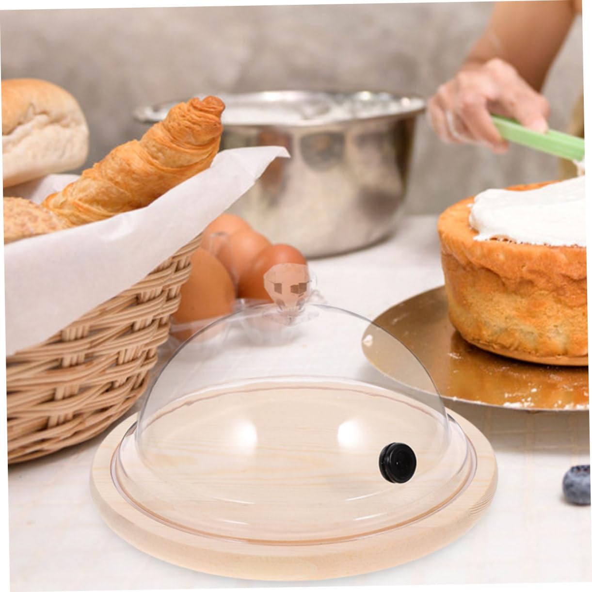 Cloche Design Unique et Confortable Protectrice Réutilisable en PC Transparent pour Gâteau et Fruits pour Présentation de Desserts