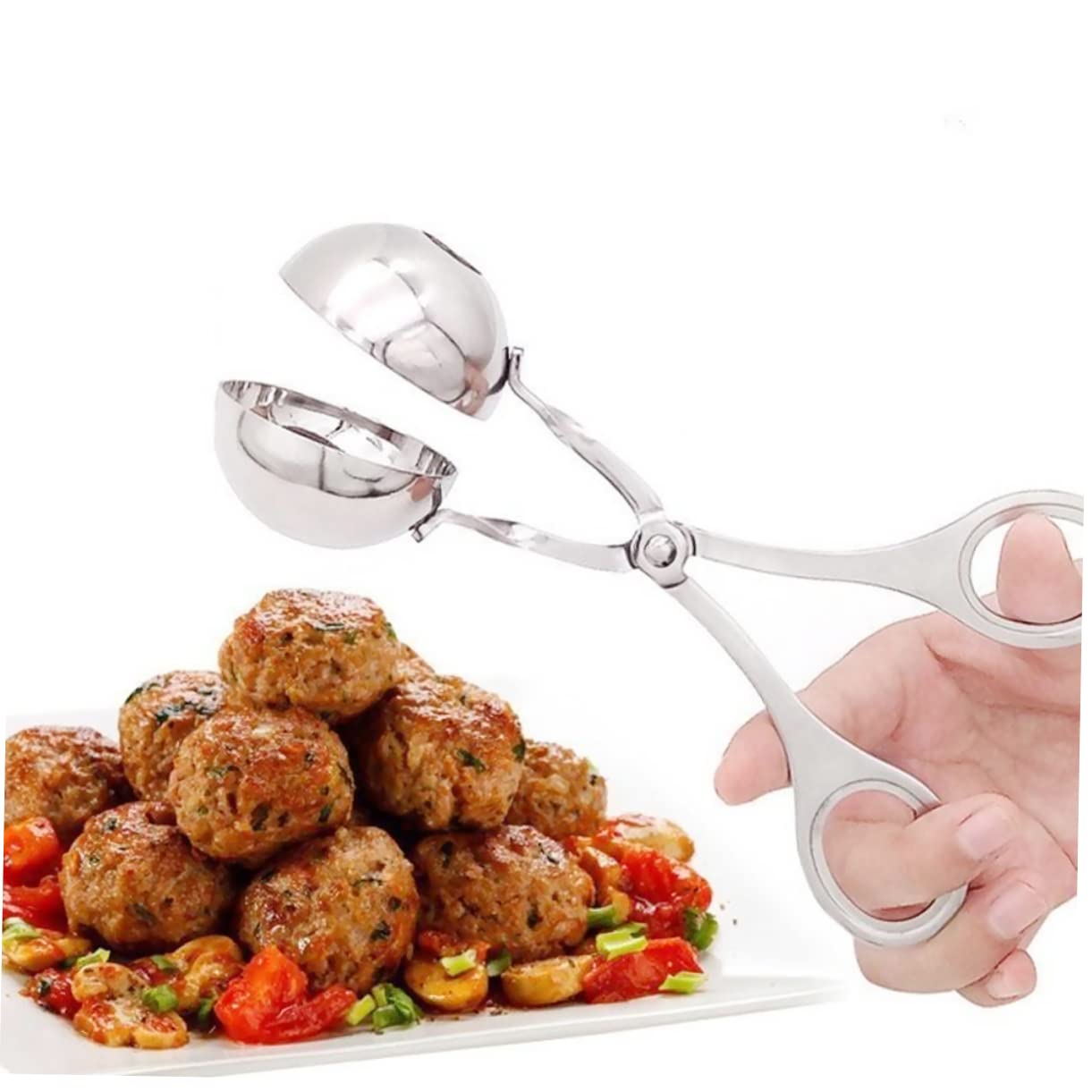 Mikinona 2pcs Stainless Steel Meat Baller Tool Food-grade Scoop for Making Uniform Meatballs Versatile Kitchen Cooking Essential Easy to Clean for