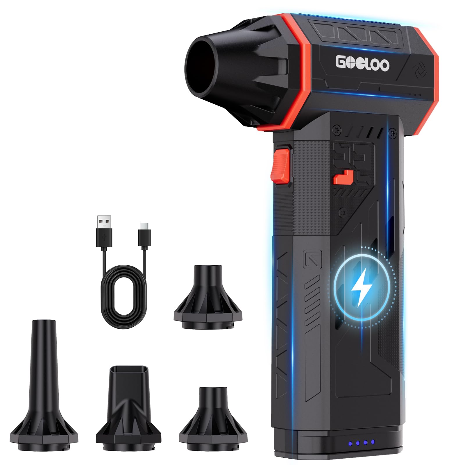 GOOLOO F5S Compressed Air Duster,180000RPM Super Power Cordless Air Blower, Rechargeable Electric Air Duster with Brushless Motor, 3-Speed Adjustable Dust Blower for PC Keyboard, Car, Home, Outdoor