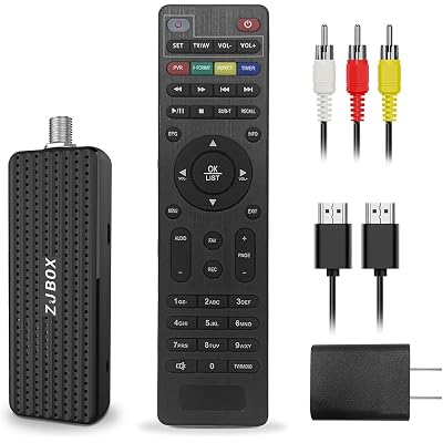 ZJBOX Digital Converter Box for TV,1080P ATSC tv Tuner Box with hdmi Output and 3RCA Cables Hidden Behind TV，with Power Adapter，2-in-1 Remote，TV Program Recording&Playback,USB Media Player