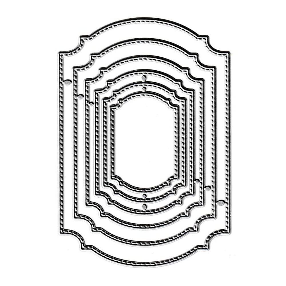 6pcs Background Frame Label Cutting Dies, Flower Frame Tags Banner Die Cuts Metal Embossing Stencils Template Mould for Card Scrapbooking and DIY Craft Album Paper Card Decor