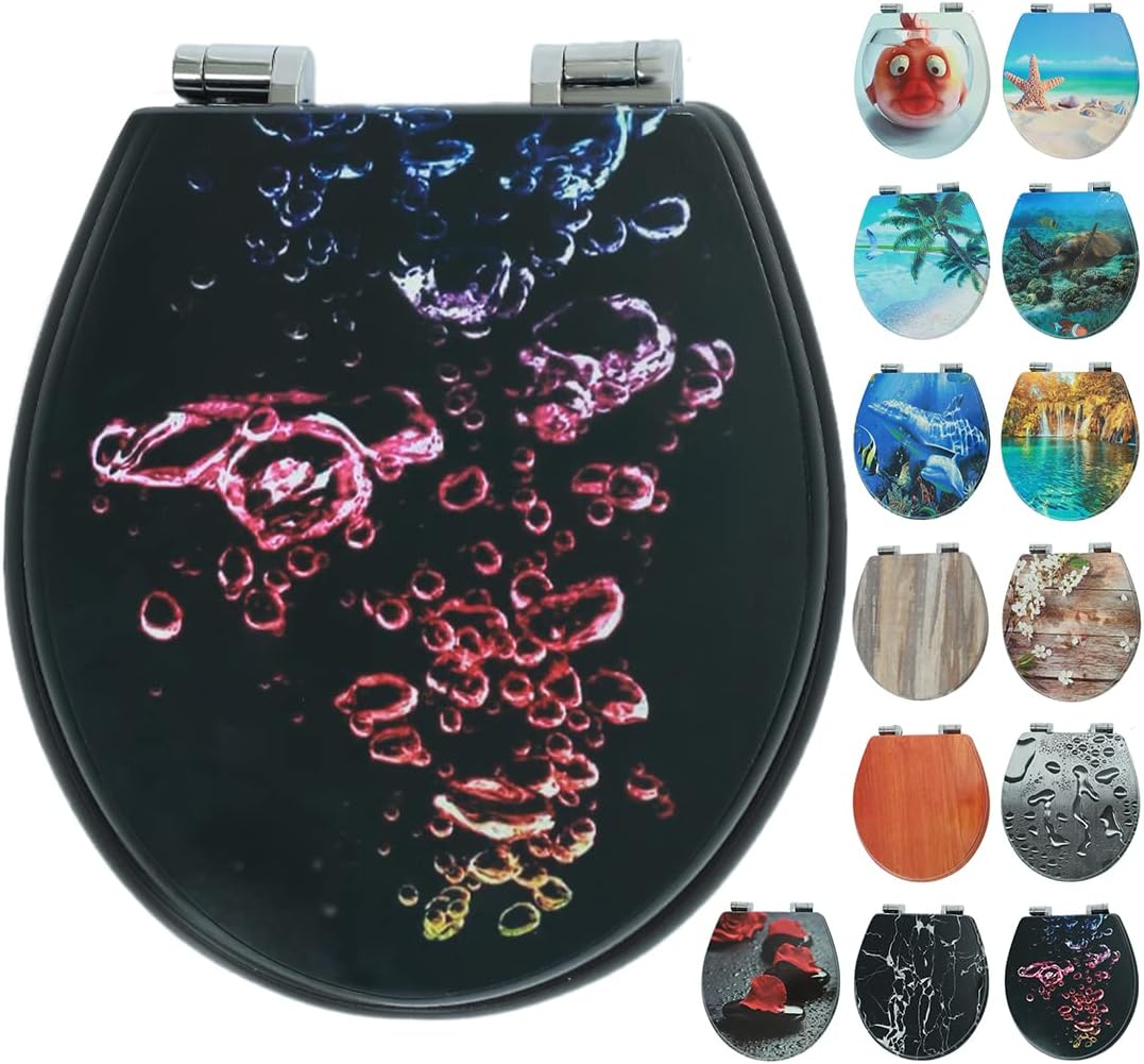 Nastarki Elongated Toilet Seat, Slow Close Wood Toilet Seats, Wooden