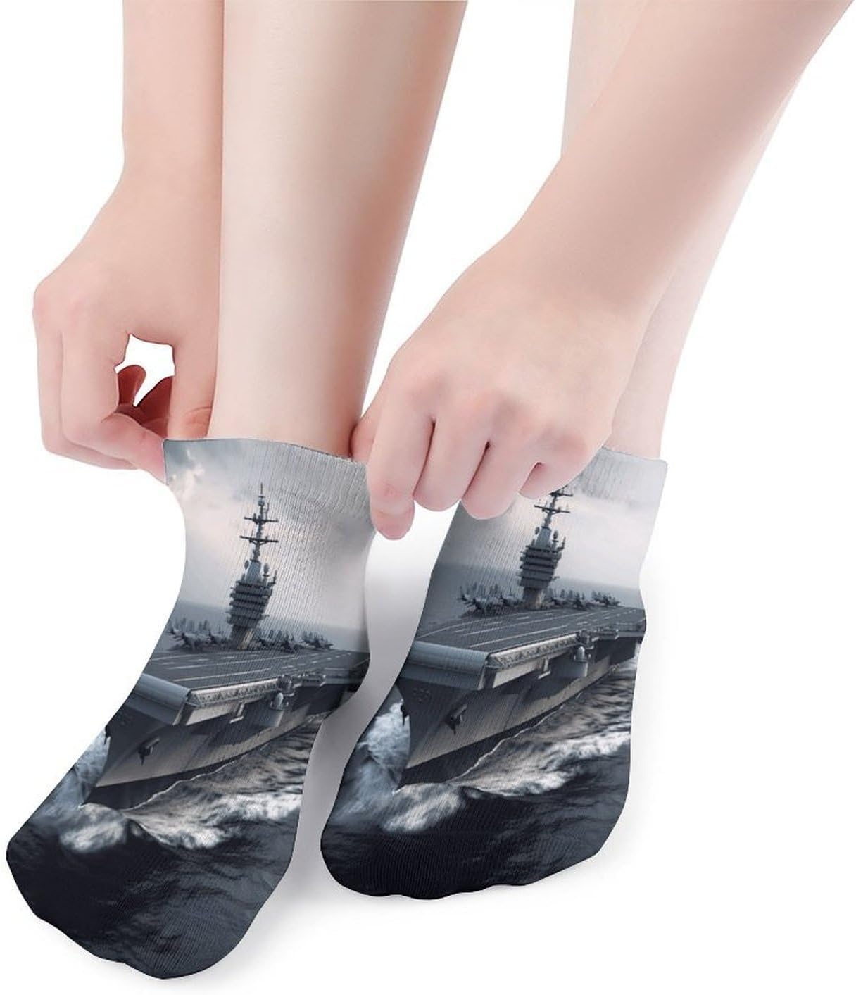 Socks for Men Women 5 Pairs Short Ankle Socks | Aircraft Carrier Low Cut Casual Crew Sock Cute Breathable Athletic Socks Non Slip No Show Sock