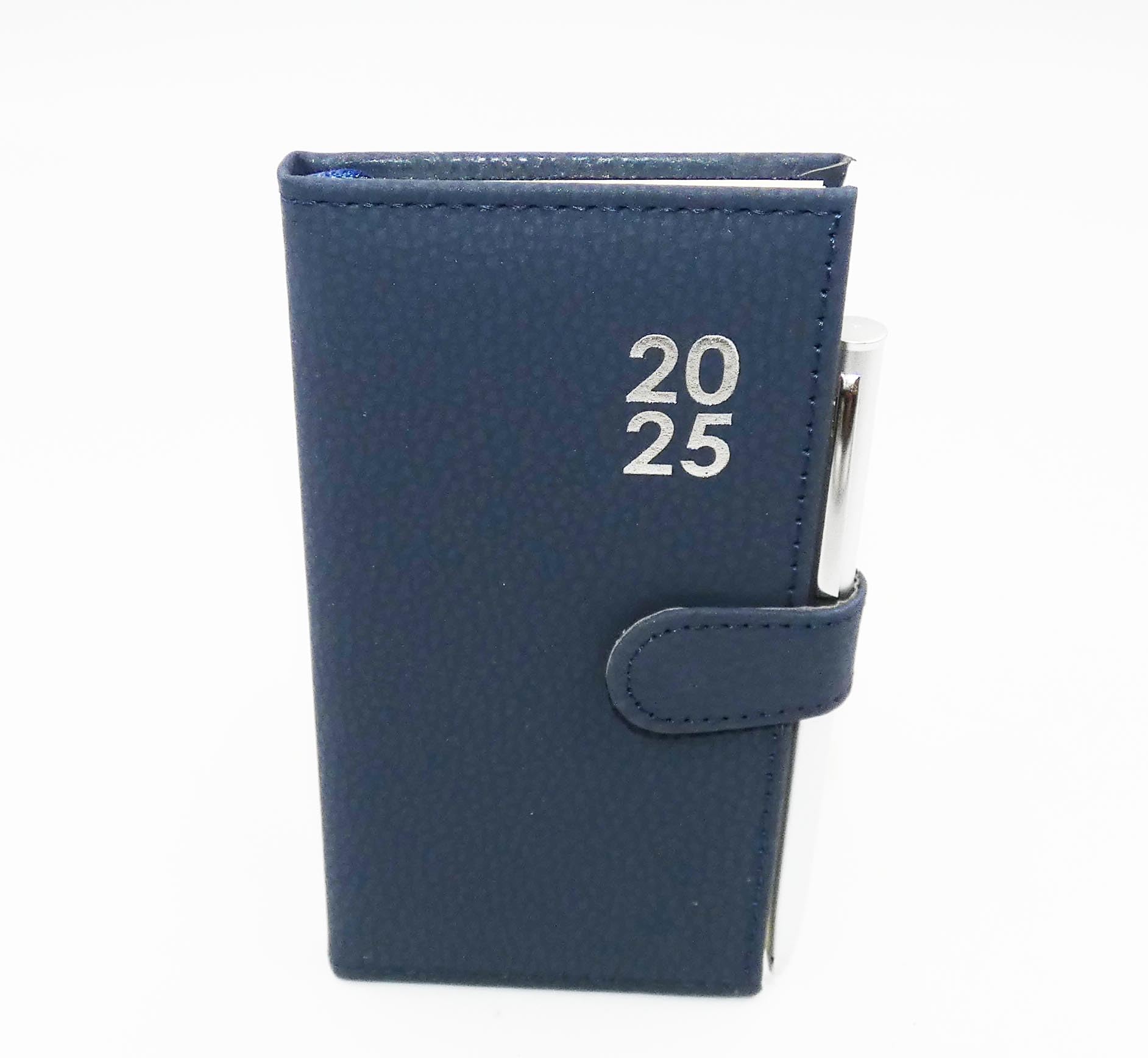 Sixstore 2025 Week to View Slim Diary Soft Leather Feel 16 x 8.5cm Size Journal with Pen (Blue)