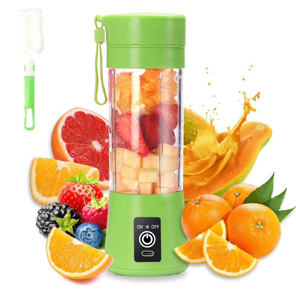 Batidora Portatil,Licuadora Portátil Para Smoothies o Batidos,380 ml Con 6 Cuchillas,Mini Fresh Juice Botella licuadora Batidora Electrico USB, Para el Hogar al Aire Libre Viajes (Verde)