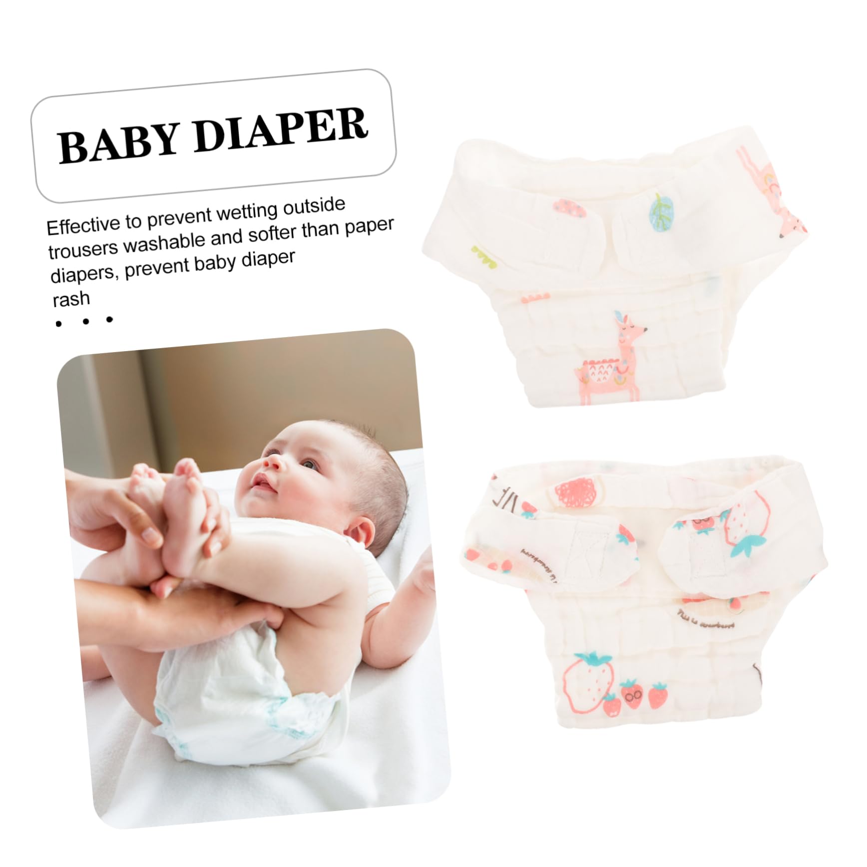Abaodam Pañales Reutilizables De Algodón Para Niña, Talla s (0-3 Meses), 2 Piezas, Absorción Cómoda, Transpirable, Lavables Para Bebés, Uso Diario y Entrenamiento Temprano