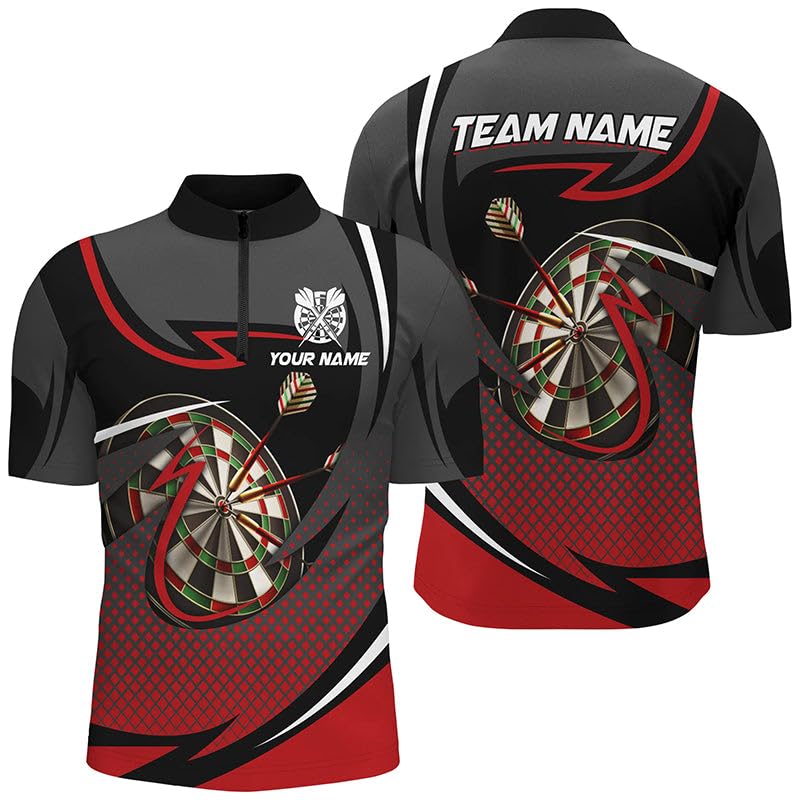 Personalisierte Dartscheibe 3D Bedruckte Dart-Shirts für Herren & Damen Individuelle Dart-Team-Trikots Kleidung | Rot T1821