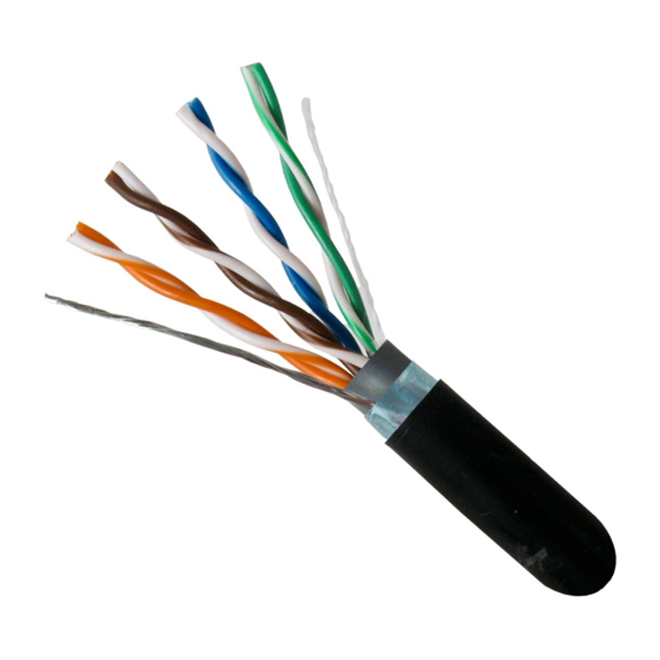 Vertical Cable CAT5E, Shielded Dual Jacket, Direct Burial, 2000ft, Black, Bulk Ethernet Cable, Wooden Spool