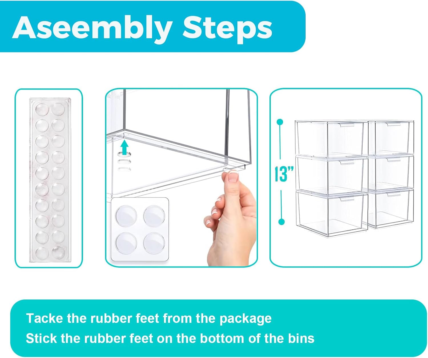 Medicine Cabinet Organizer - 6 Pack Acrylic Stackable Storage Strawers Organizer Under Sink, Vanity, Kitchen, Counteundry Room