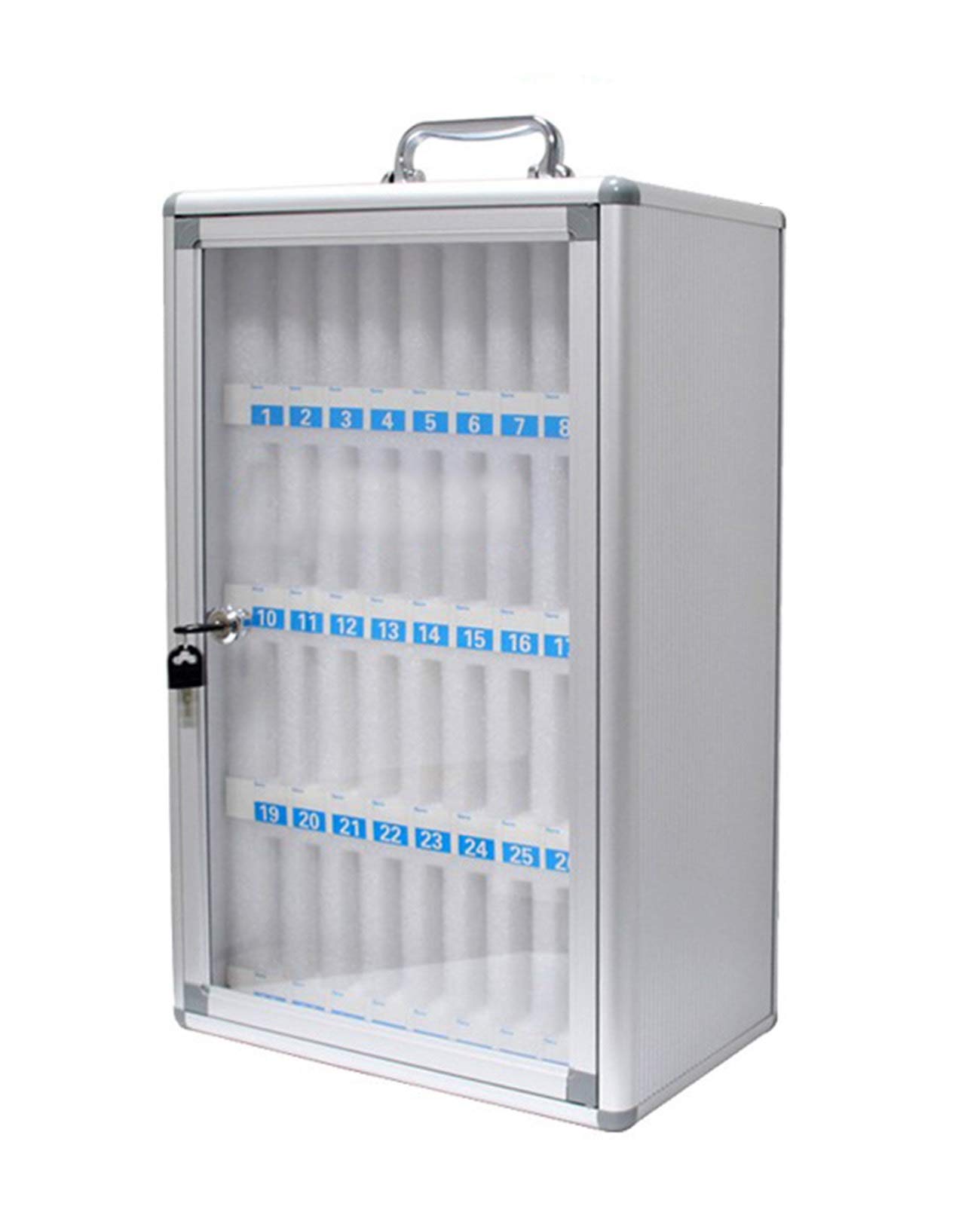 36 Slots Phone Prison,Aluminum Alloy Clear Cell Phones Storage Cabinet,Storage Locker Box with Handle for Office Classroom