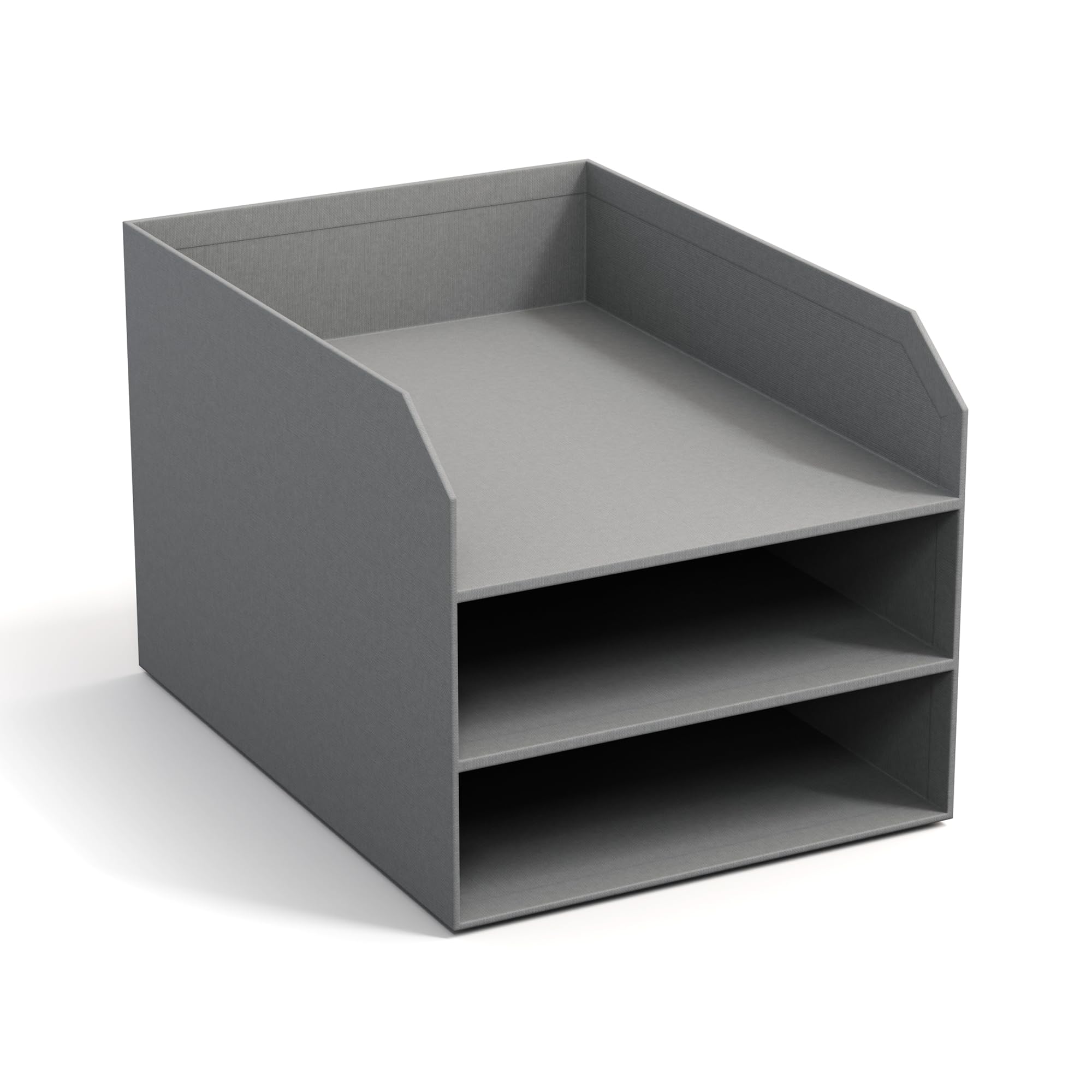 BIGSO Trey 3-stufige Briefablage – praktische Ablagefläche für Briefe, Dokumente in DIN A4-Format – Ordnungssystem aus Faserplatte mit Papier – grau