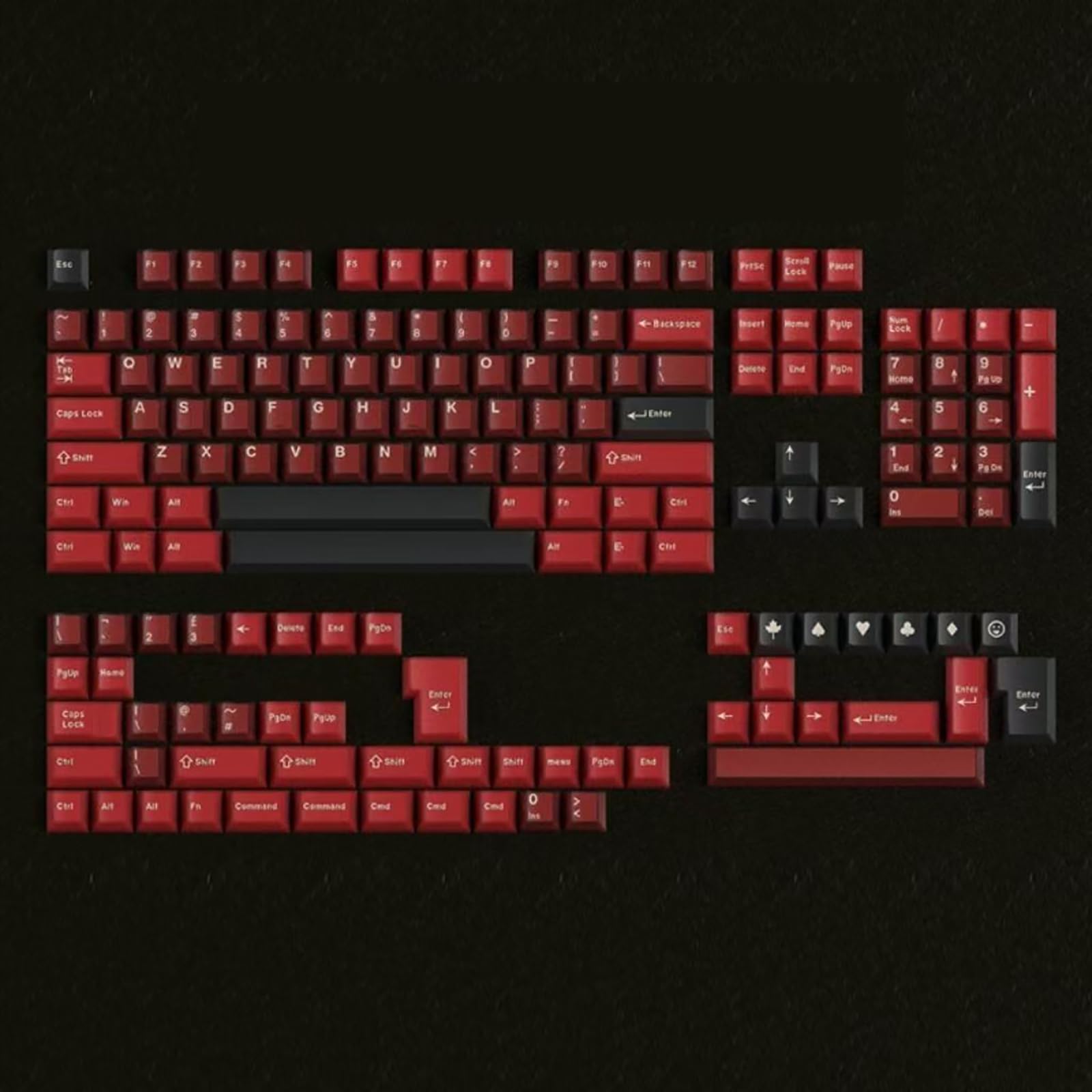 164 Tasten Rot Transluzente Tastenkappen PBT Doubleshot Keycaps Set Fit für 61/64/87/104/108 Cherry Mx Schalter Mechanische Tastatur