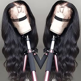 Pizazz 13x4 HD Lace Front Wigs Human Hair Pre Plucked with Baby Hair 180 Density Brazilian Body Wave Lace Frontal Human Hair Wigs Natural Color (18 Inch)