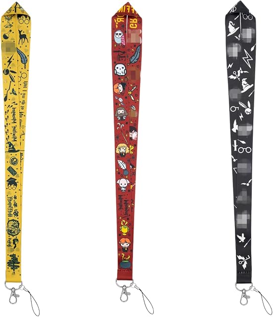 D2ucco 3pcs Wizard Potter Badge Lanyard, Neck Detachable Holder Sport Lanyard Strap with Release Hook for Phone ID Card, Detachable Cartoon Badges Strap Phone Strap ID Holder Lanyard Key Chain