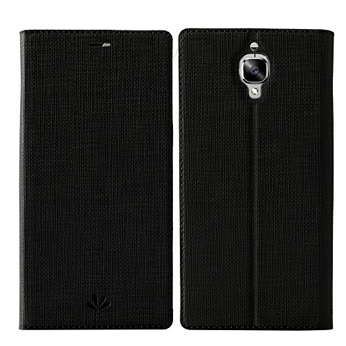 OnePlus 3T case,OnePlus 3 Cover,Feitenn Premium Flip Leather PU Wallet case Smart Cover with Stand Kickstand Card Holder Magnetic Closure Slim Fit Cover case for OnePlus 3 & OnePlus 3T (Black)
