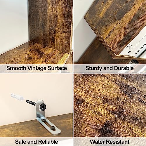 Aroktake 5-Tier Bookshelf, Geometric Bookcase With Anti-Tipping Device, S Shaped Book Shelves, Freestanding Decorative Storage Shelving For Living Room Home Office (Rustic Brown) #TOP5