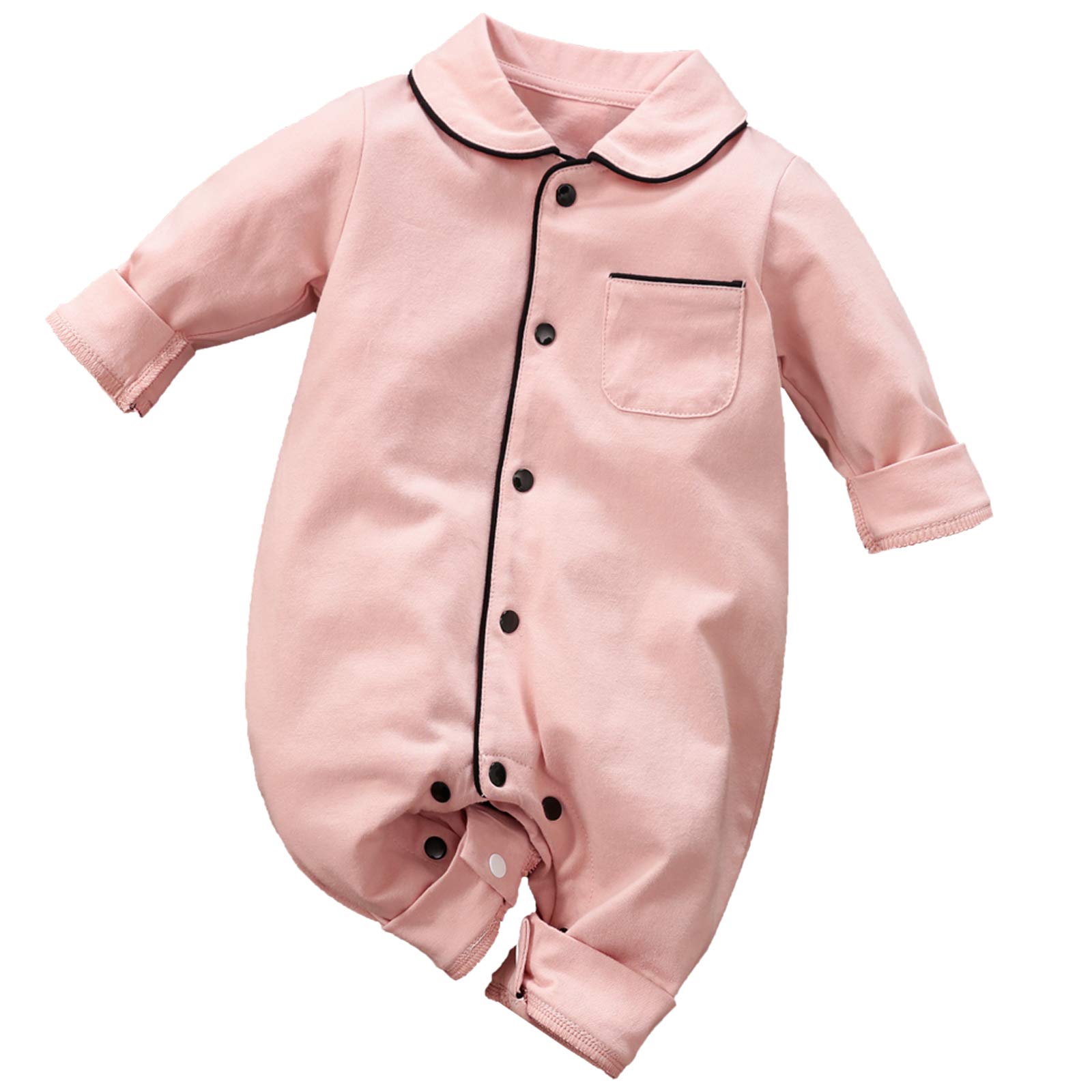 RELABTABYNewborn Infant Unisex Baby Boy Girl Button Solid Romper Bodysuit One Piece Jumpsuit Outfits Clothes