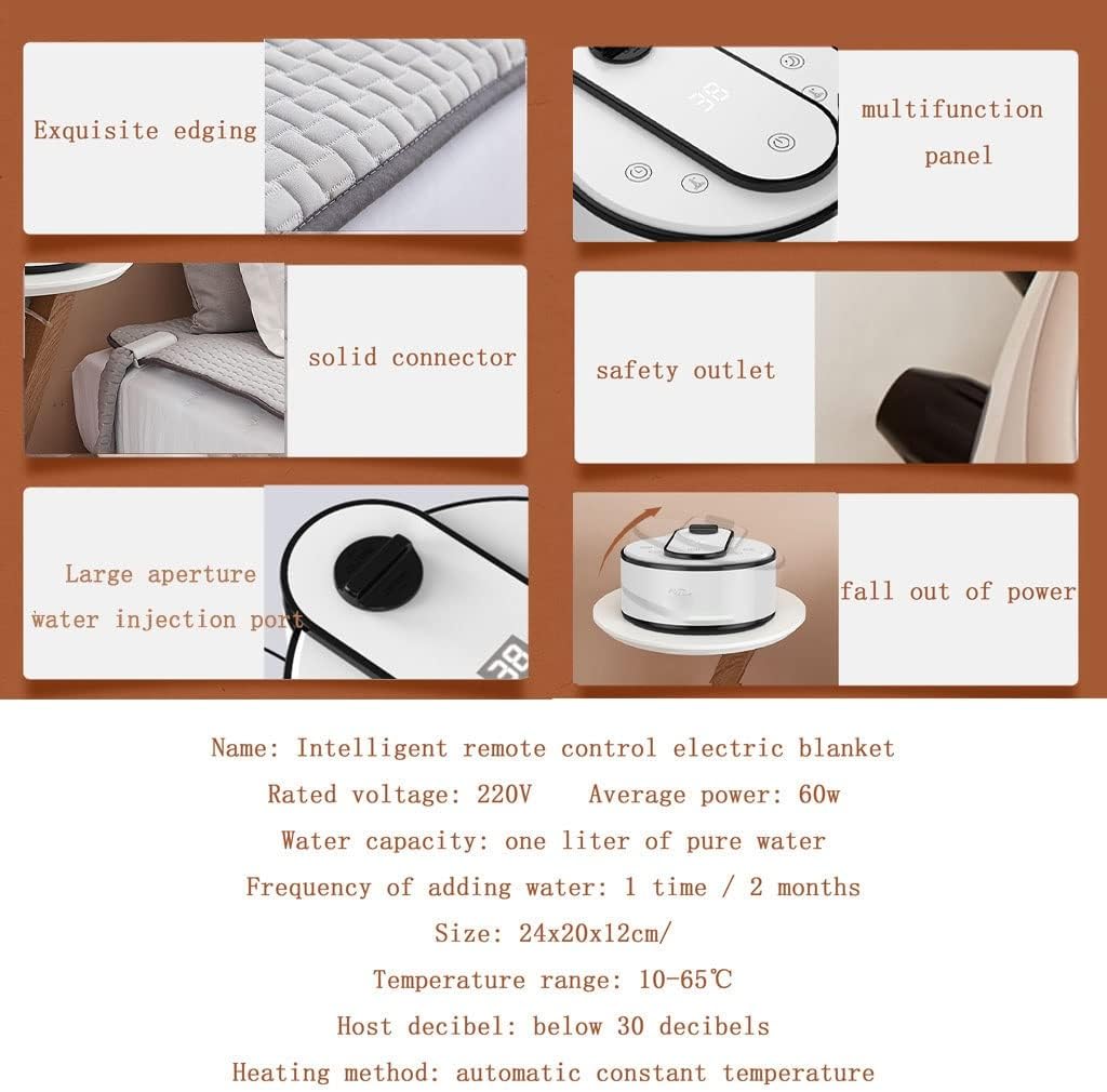 Heating Ceiling with Automatic Switch Off, Water Circulation Heat Sub Bed, 10-65 Adjustable Temperature Heating Cushion, Preheating Function Electrically Heat Pillow, Timing Function (Size : 1.8x3m)