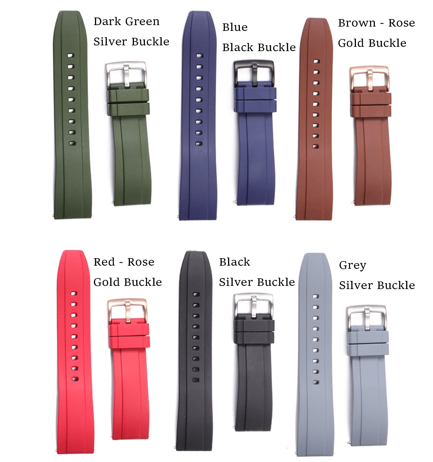 Cinturini Orologi in Gomma Fluorurata a Sgancio Rapido Cinturini Universale Cinturino FKM Gomma Morbido Durevole Cinturino di Ricambio 19mm 20mm 21mm 22mm per Uomo e Donna