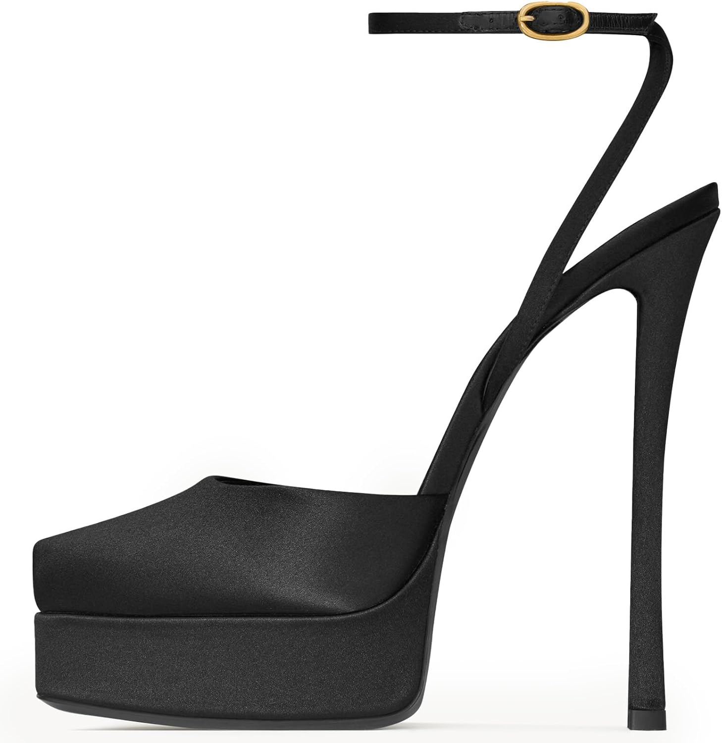 Womens Square Peep Toe Stiletto High Heels Ankle Strap Sandals Backless Buckle Dress Party Fashion Shoes - Image 2