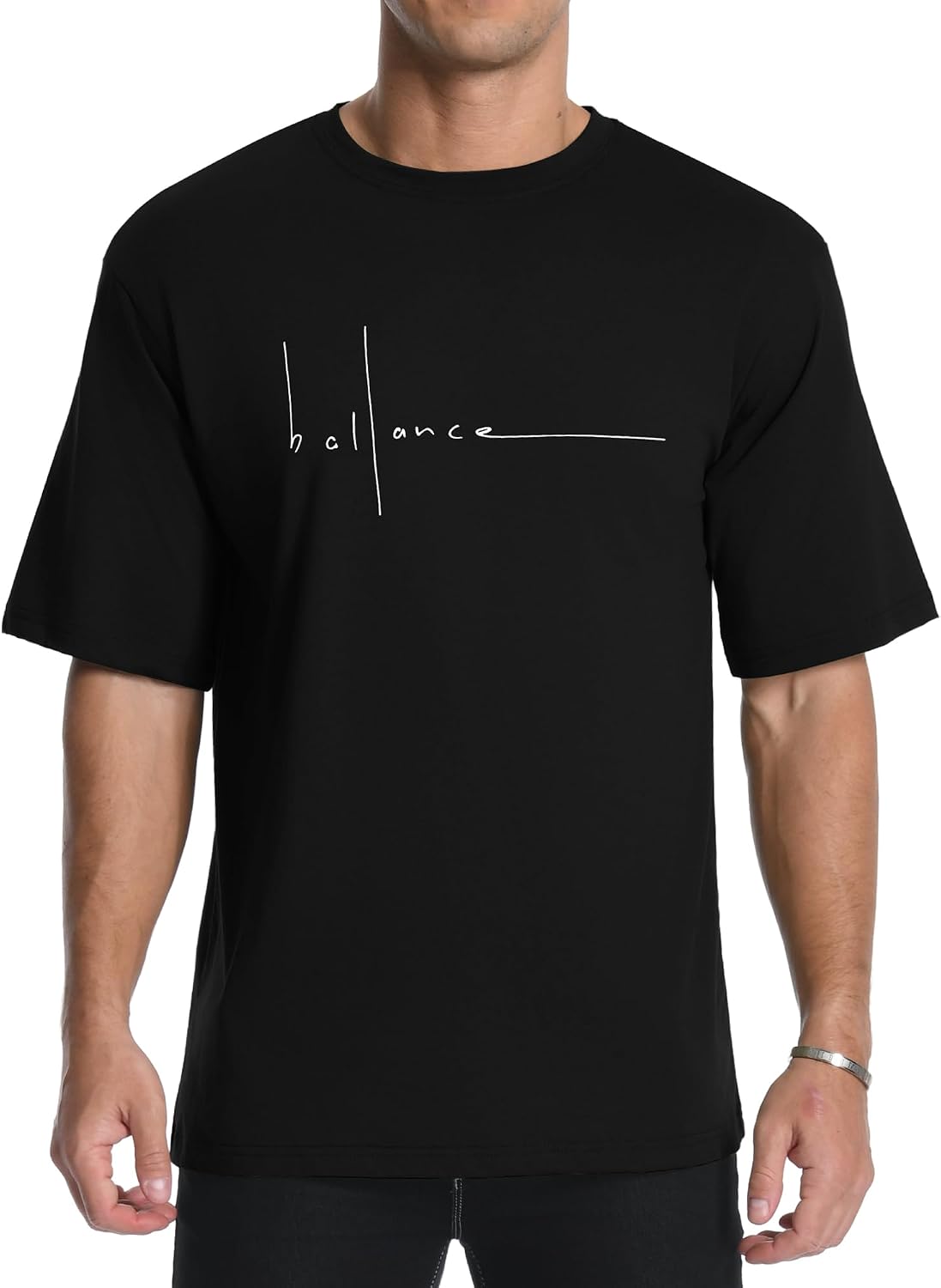 Aiyino Men's Balance Graphic Minimalist Art Line 100% Cotton Tee