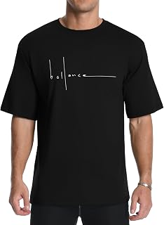 Aiyino Men's Balance Graphic Minimalist Art Line 100% Cotton Tee | Minimalist balance print, ultra-soft cotton.