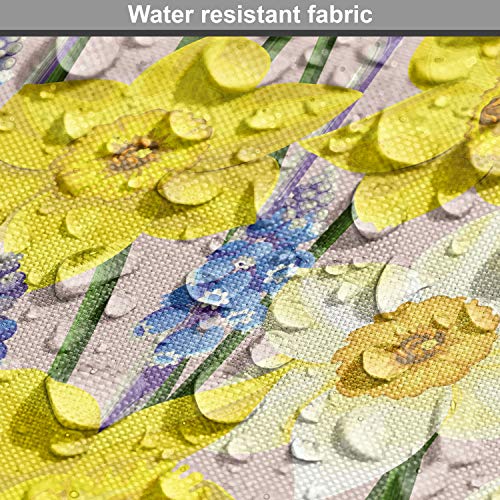 Image of Lunarable Daffodils Fabric by The Yard, Floral Theme with Daffodil and Muscari Blossoms Stems Branches Classic Flourish, Decorative Fabric for Upholstery and Home Accents, 1 Yard, Yellow Blue