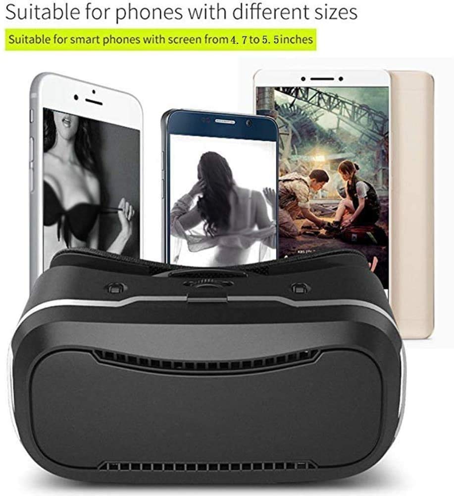 VR Auriculares, 3D Eye Protection Reality Virtual Goggles a Cómodo Reloj 360 Películas para Android, iOS (Solo por 4.7-6.53 Pulgadas)
