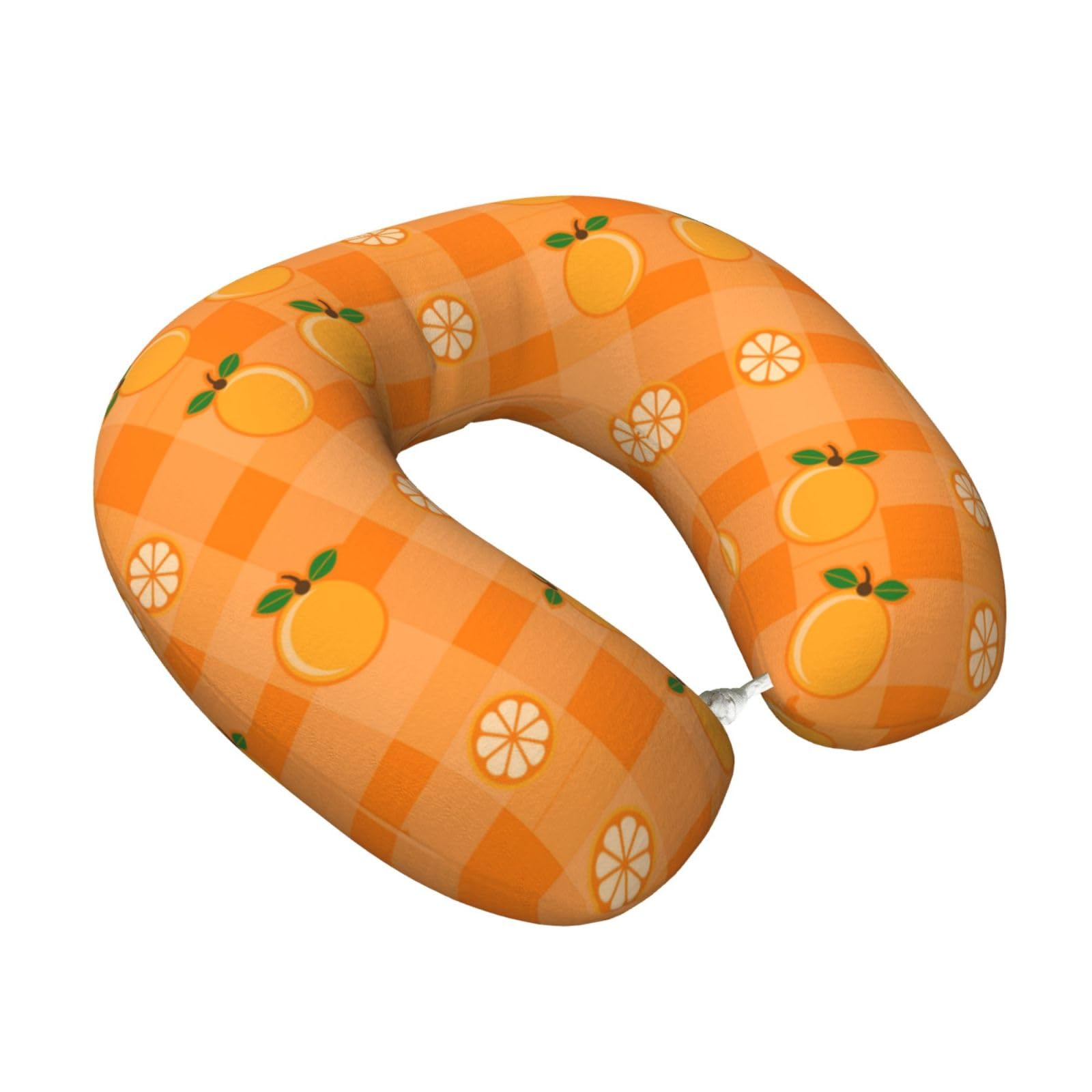 LKYMOH Orange And Orange Leaves, Travel Neck Pillow U-Shaped Memory Neck Support Soft Comfortable With Washable Cover For Airplane Car Traveling and Office