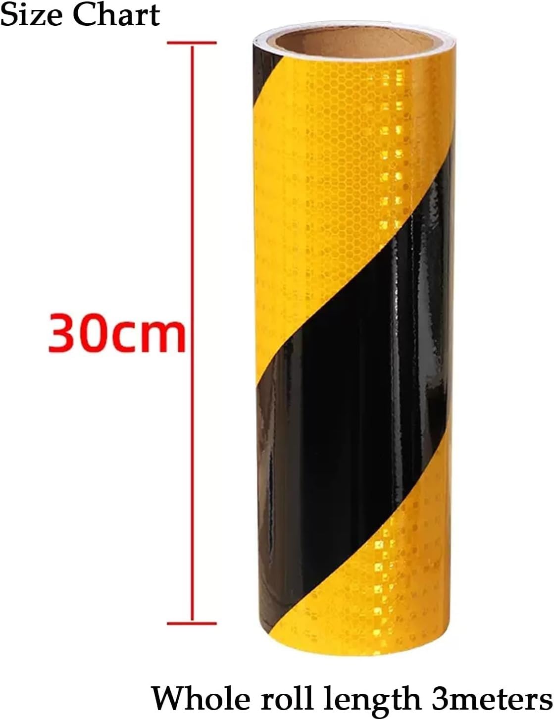 Cinta Reflectante 30 x 300 cm Etiqueta Reflectante de Alta Intensidad Cinta de Advertencia Autoadhesiva for Remolques Camiones Coches Barcos(Black Yellow)
