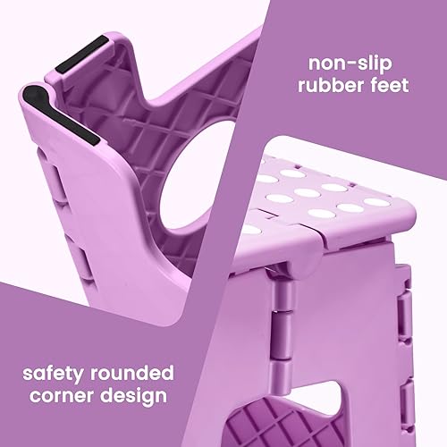 Miniatura 216 de Taburete plegable resistente de alta calidad de 13 pulgadas de altura para adultos, taburete de cocina, jardín, baño, color blanco Blanco,Bicolor