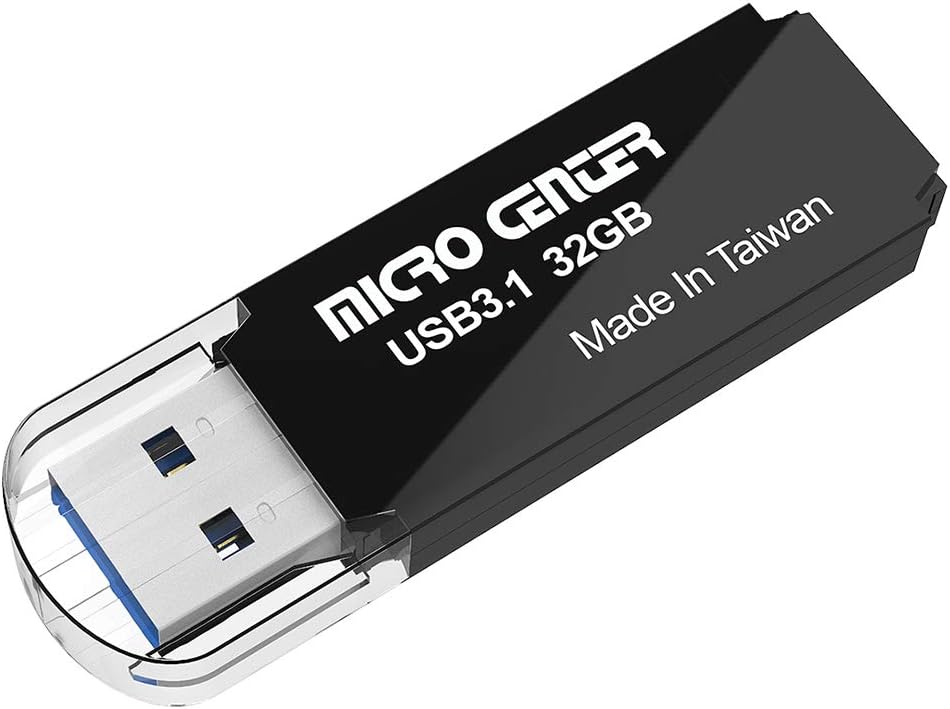 Micro Center Pro 32GB USB 3.1 Gen1 Flash Drive Faster USB Stick External Data Storage Thumb Drive (32GB, Black)