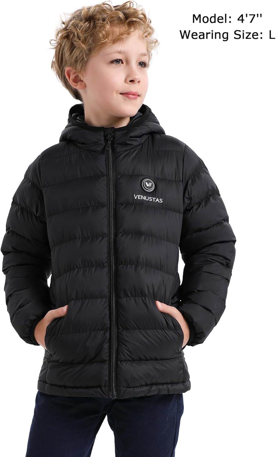 Venustas Boys Heated Jacket with Battery Pack, Kids Lightweight Electric Puffer Coat - Image 4