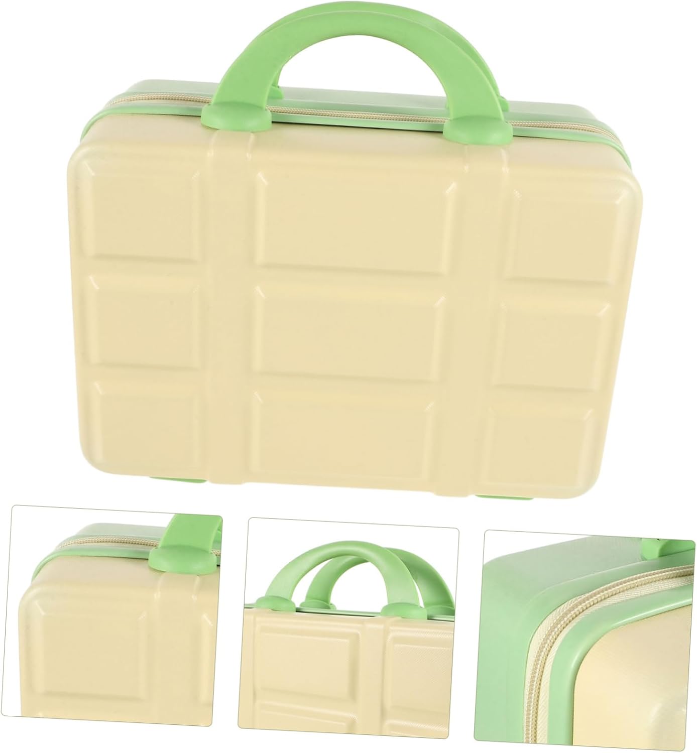 Didiseaon Makeup Travel Case Portable Mini Cosmetic Organizer Suitcase Sturdy Handle for Women Toiletry Bag for Travel Stylish and Practical Design Yellow-green