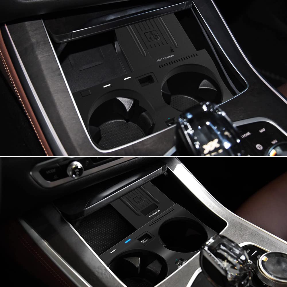 Auto Caricatore Wireless Compatibile con BMW X5 X6 X5M X7 2020-2022 Supporta l'auto Originale con NFC Pannello Accessori Console Centrale 15W Rapida Ricarica Telefono Pad per iPhone Galaxy