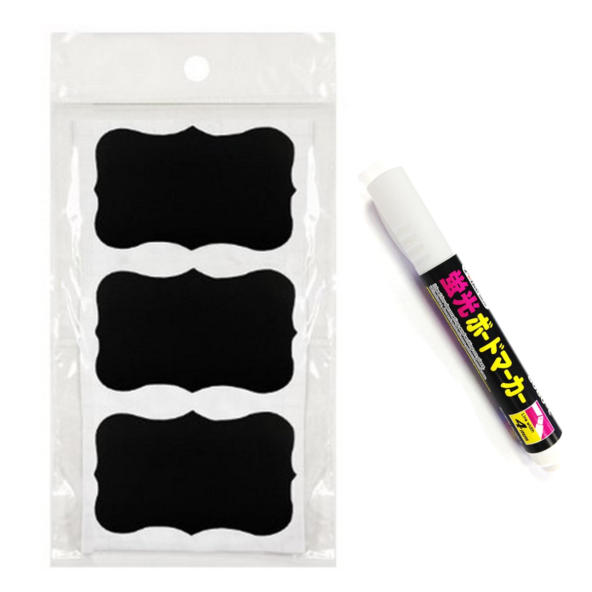 Wrapables Rechteck Fancy Tafel Aufkleber/Sticker mit Kreide-Stift, 3,5 von 2 Zoll, Set 51