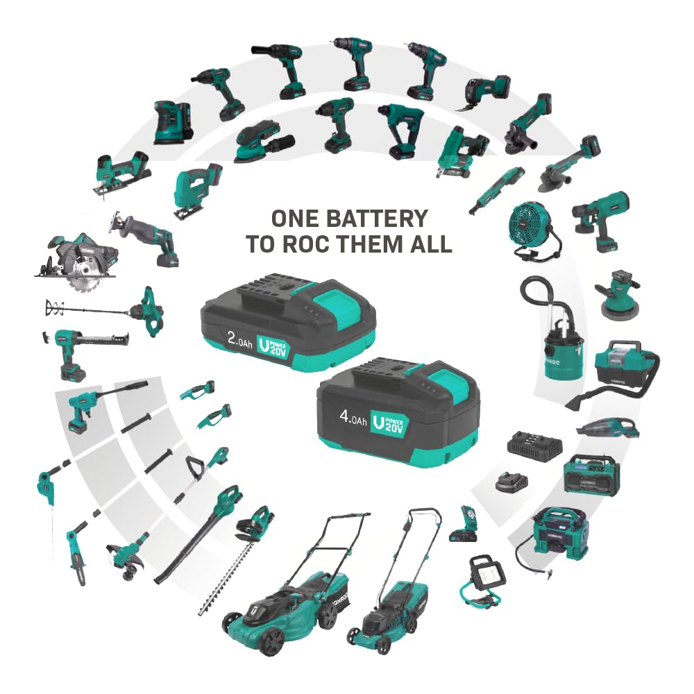 VONROC Duopack Baterías 20 V - 2 × 4.0 Ah VPower - Con puerto USB-C bidireccional - Función Powerbank - Compatible con Power Delivery (PD) - Protección ECP - Baterías de Li-ION para herramientas de 20