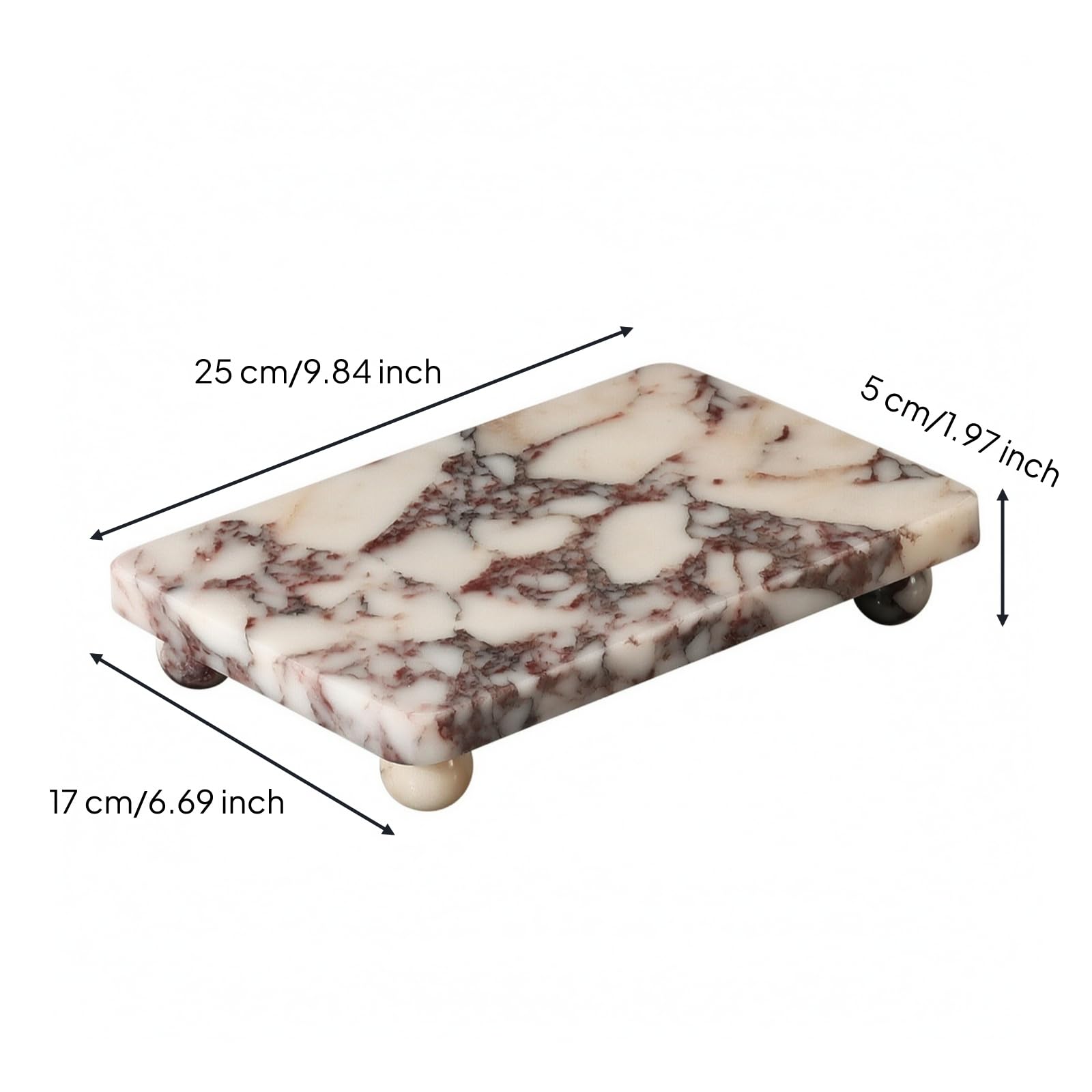 Plateau en Marbre Décoratif | Structure Stable, Plateau Pieds, en Marbre, pr Coiffeuse, Commode