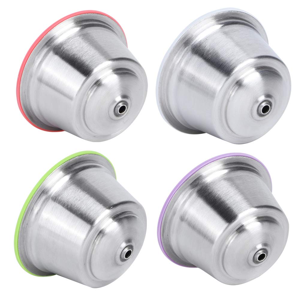 Cápsula de Café Recargable, Taza de Filtro de Café de Acero Inoxidable Reutilizable Compatible con Cafetera Dolce Gusto con Tapa de Silicona(白色)
