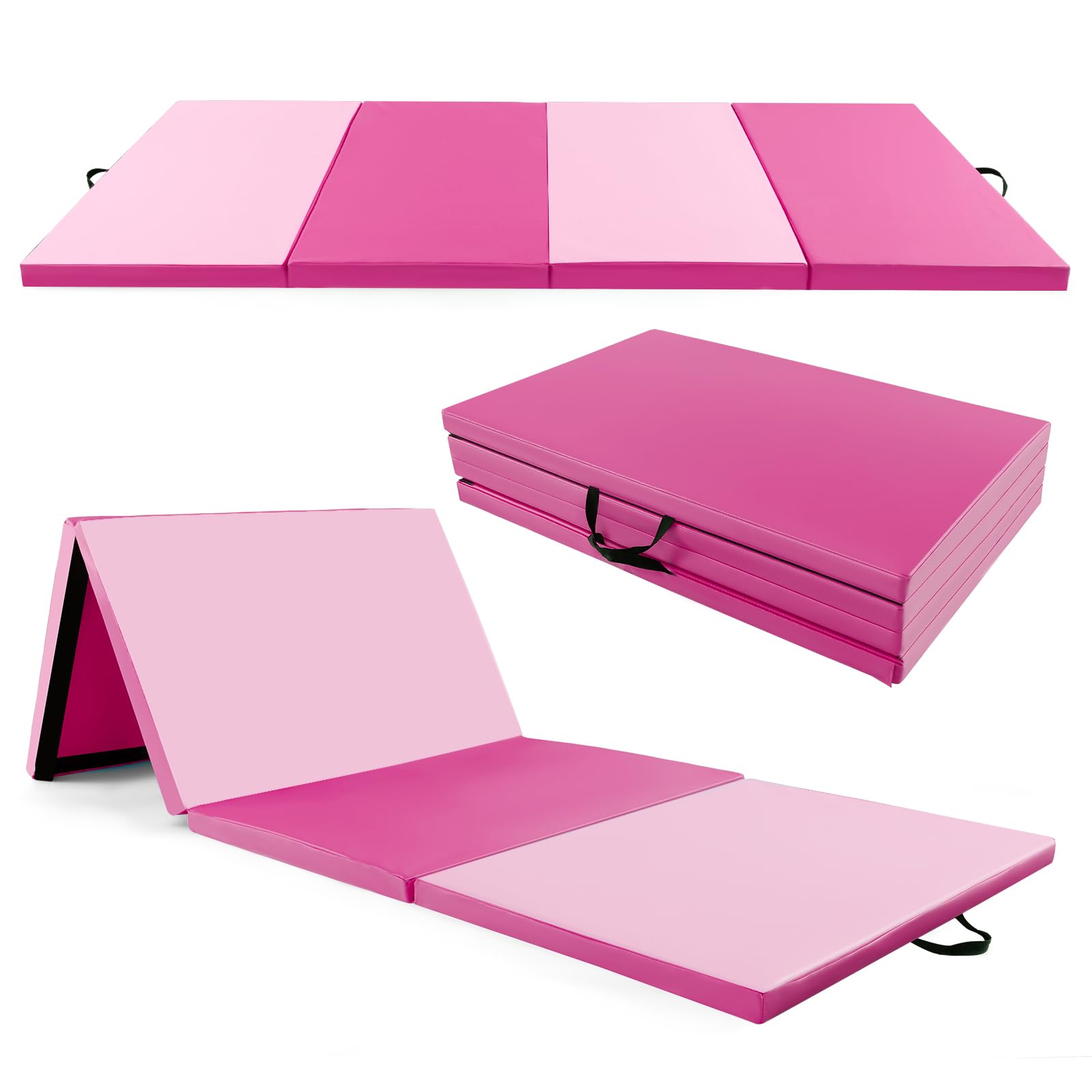 COSTWAY 300 x 120 x 5 cm, miękka mata podłogowa, składana, mata gimnastyczna z PU z zapięciem do wspinaczki i uchwytami do noszenia, mata fitness, mata do jogi, do domu, do gimnastyki, jogi