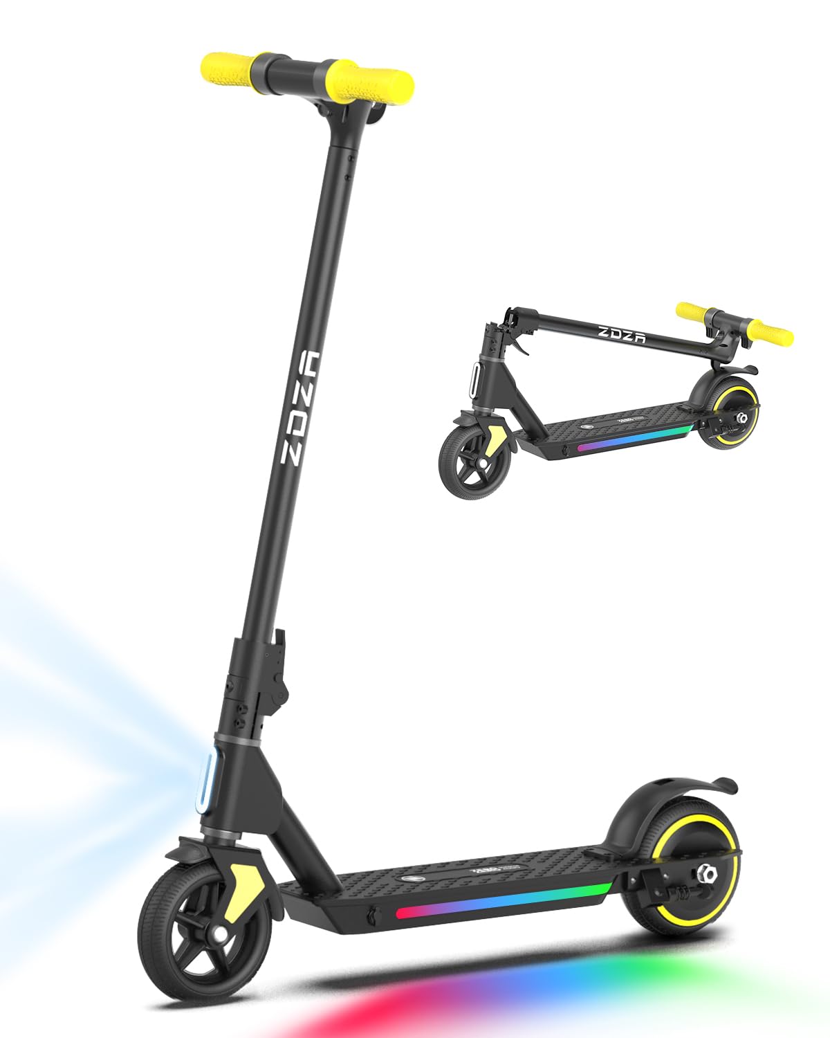 ZK01 Electric Scooter for Kids Ages 6-12 5 7 5 10 MPH Speeds 130W Motor Double Brake LED